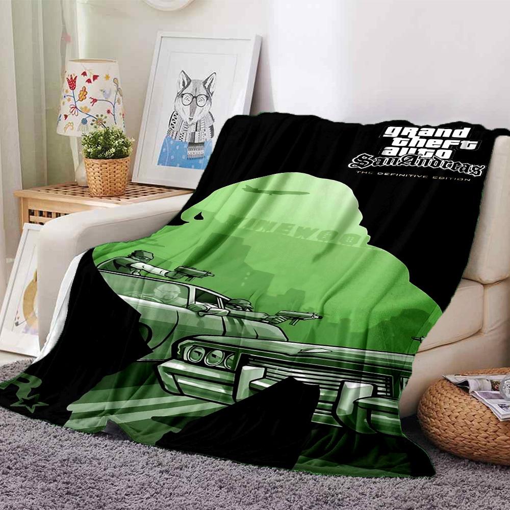 

1 шт. Мягкий фланелевый плед Grand Theft Auto San Andreas для дома, офиса, улицы. Всесезонный. Прочный. Удобный. Мягкий. Теплый. Плед для дома 80x120cm