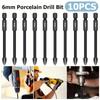 10pcs Tile Porcelain Drill Bit 6mm Alloy Drill Bits Durable Full-grinding Glass Marble Drill Set Drilling Tool for Tile Porcelain Glass Mirror