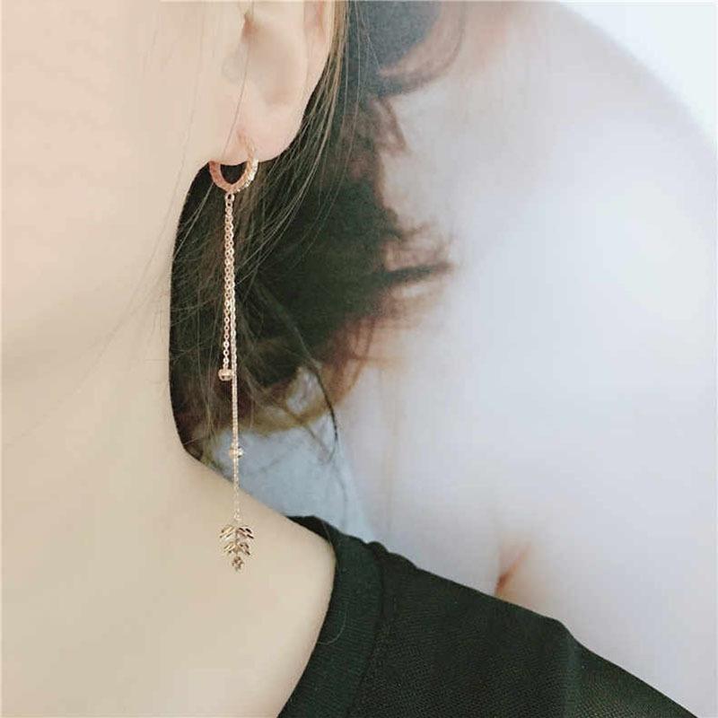Purple Gold Round Bead Fringed Long Earrings, Luxury Shiny Rose Gold-Plated Car Flower Maple Leaf Earrings.