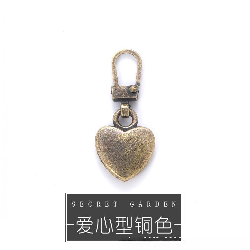 5Pcs Zipper Pull Replacement Detachable Pull Metal Heart Shaped Zipper Universal Zipper for Clothing Jackets Backpack Shoes