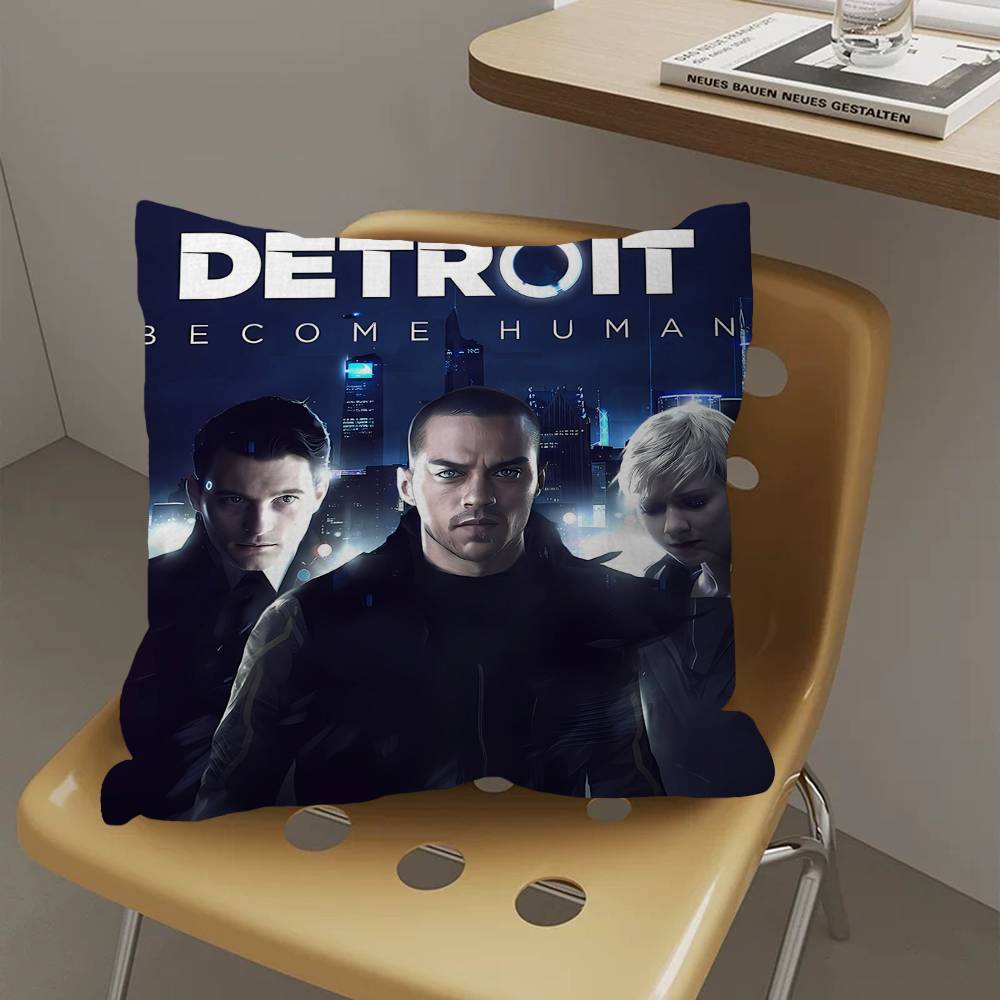 Detroit Become Human Pillow Covers Cartoon Sofa Decorative Home Double-sided Printing Short Plush Cute Cushion Cover