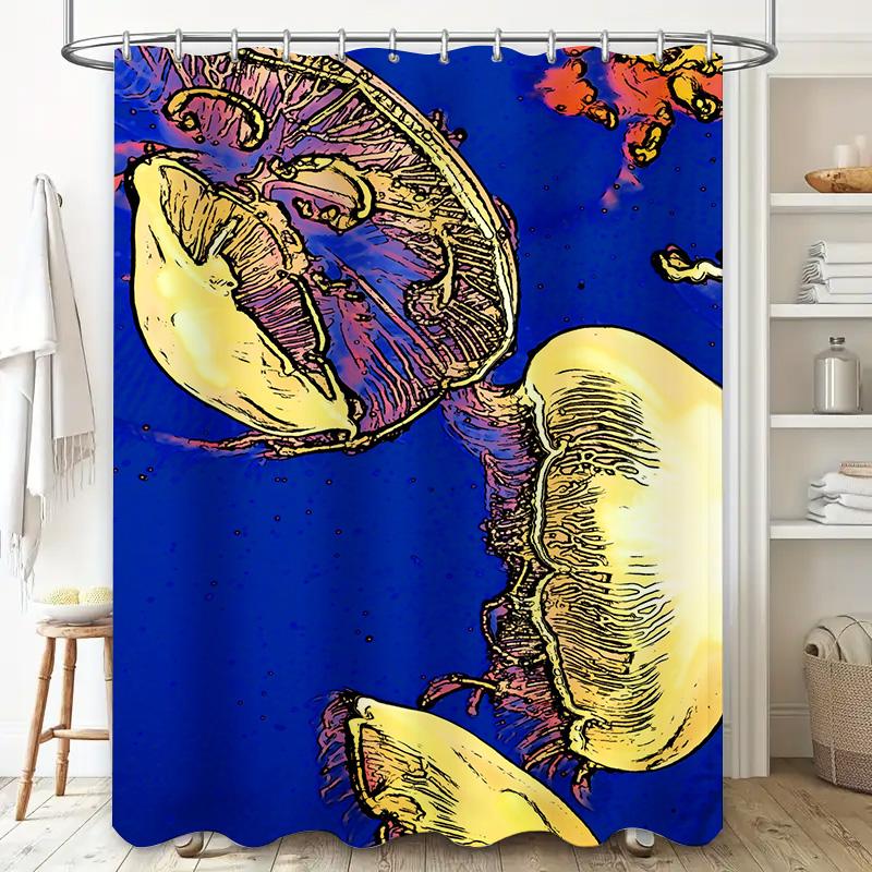 Artistic Jellyfish Print Shower Curtain Waterproof Fabric Bathroom Decor Customized Size Available