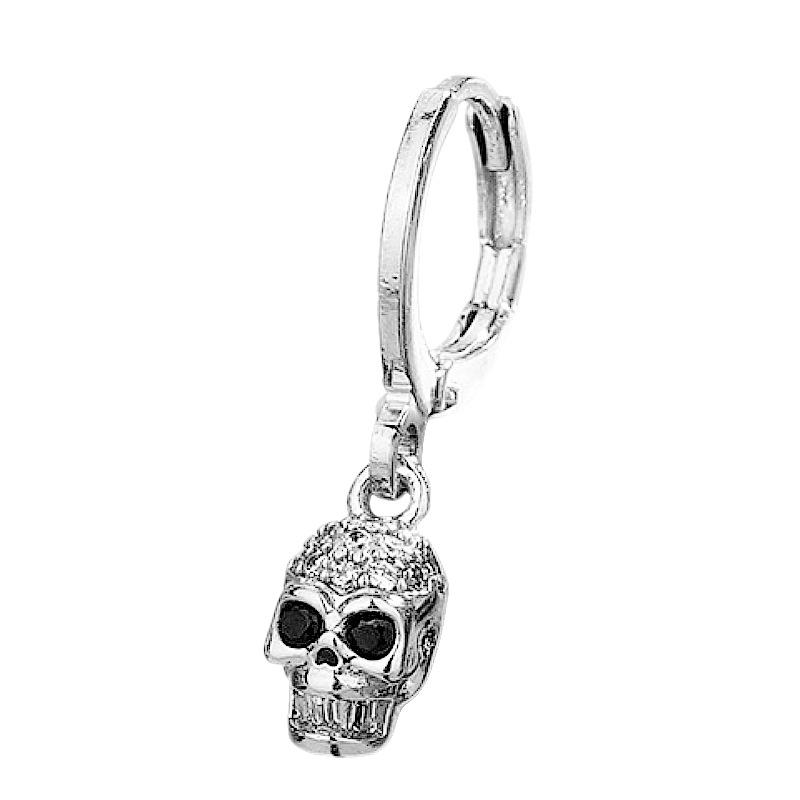 Sijing Tide Cool Horror Ghost Head Ear Buckle Trend Earrings Zircon Black Eyes Skull Earrings