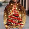 3D Print Christmas Tree Hoodie For Men Ribbon Snowflake Pattern Sweatshirt Casual Tops Oversized Pullovers Long Sleeves Hoodies