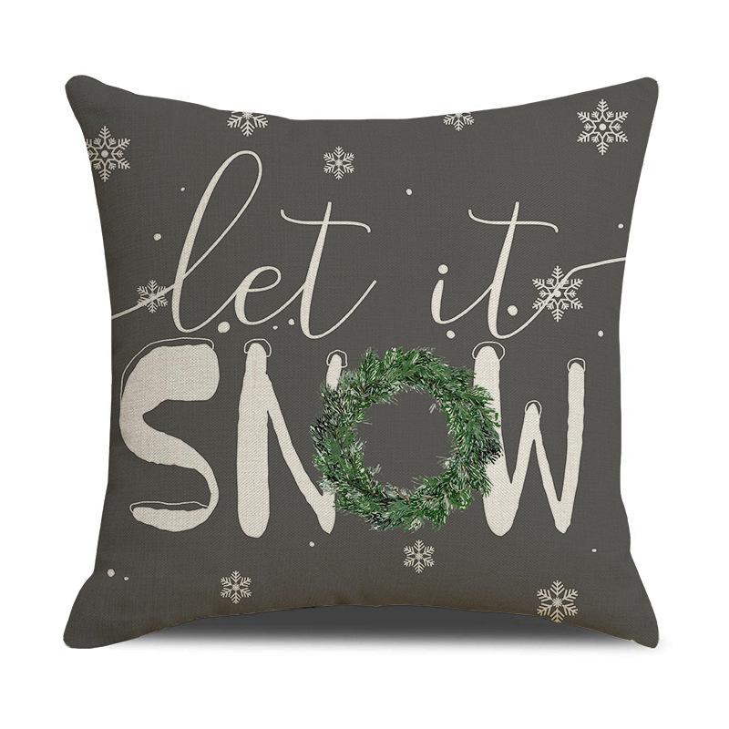 Simple and Versatile Christmas Decorative Pillow Letter Print Pillow Gray Set Sofa Pillow Cover