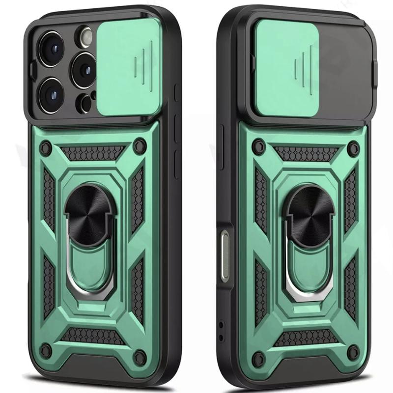 

Ударопрочный тяжелый жесткий чехол с металлической подставкой для iPhone 16 Pro Max 15 Pro Max 14 Pro Max iPhone 11 зелёный