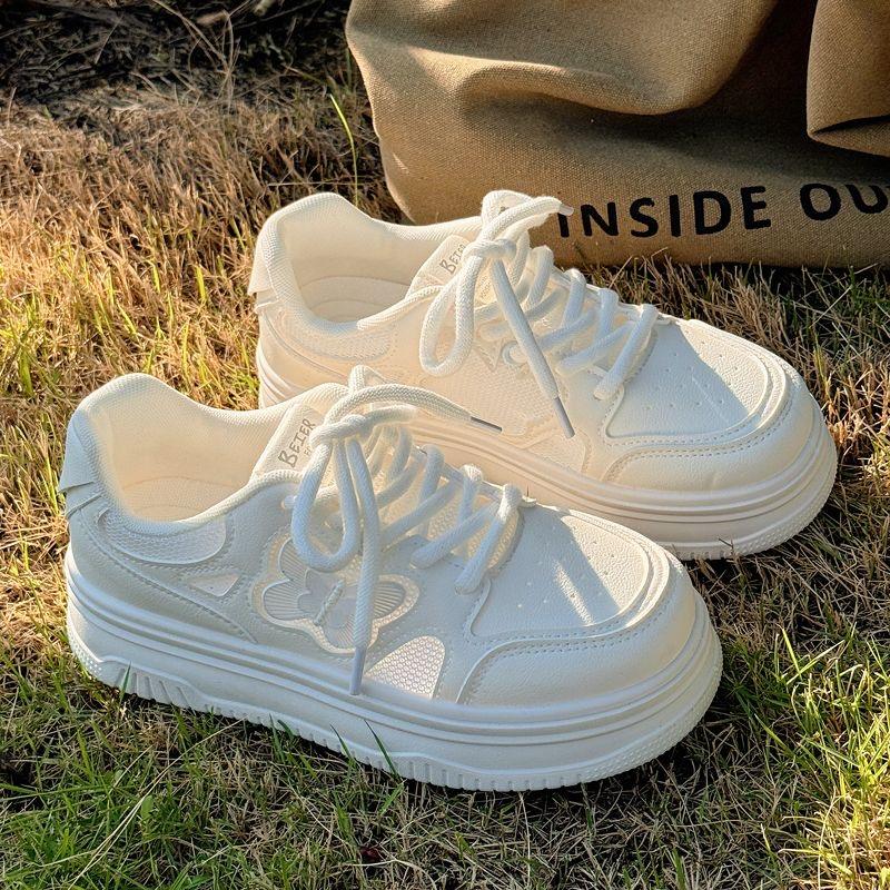 Fashion New 2025 Women's Lace-up Casual Flats White Shoes Mesh Breathable Trainers Ladies Shoes Female Sneakers for Women Basket Tenis
