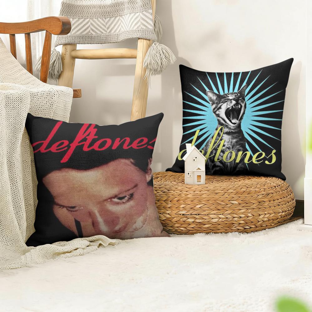 Band DDeftones Cushion Cover Natural Linen Organic Fabric DoubleSided Printing Sofa Home Decor Gift Pillow Case