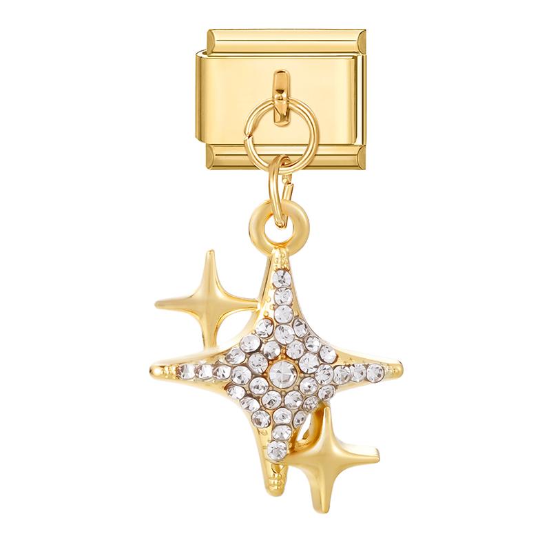 Gold Color Heart Lips Bow Knot Rose Swan Fishbone Pendant Charm Links Fit 9mm Stainless Steel Bracelet DIY Making Men Women Gift