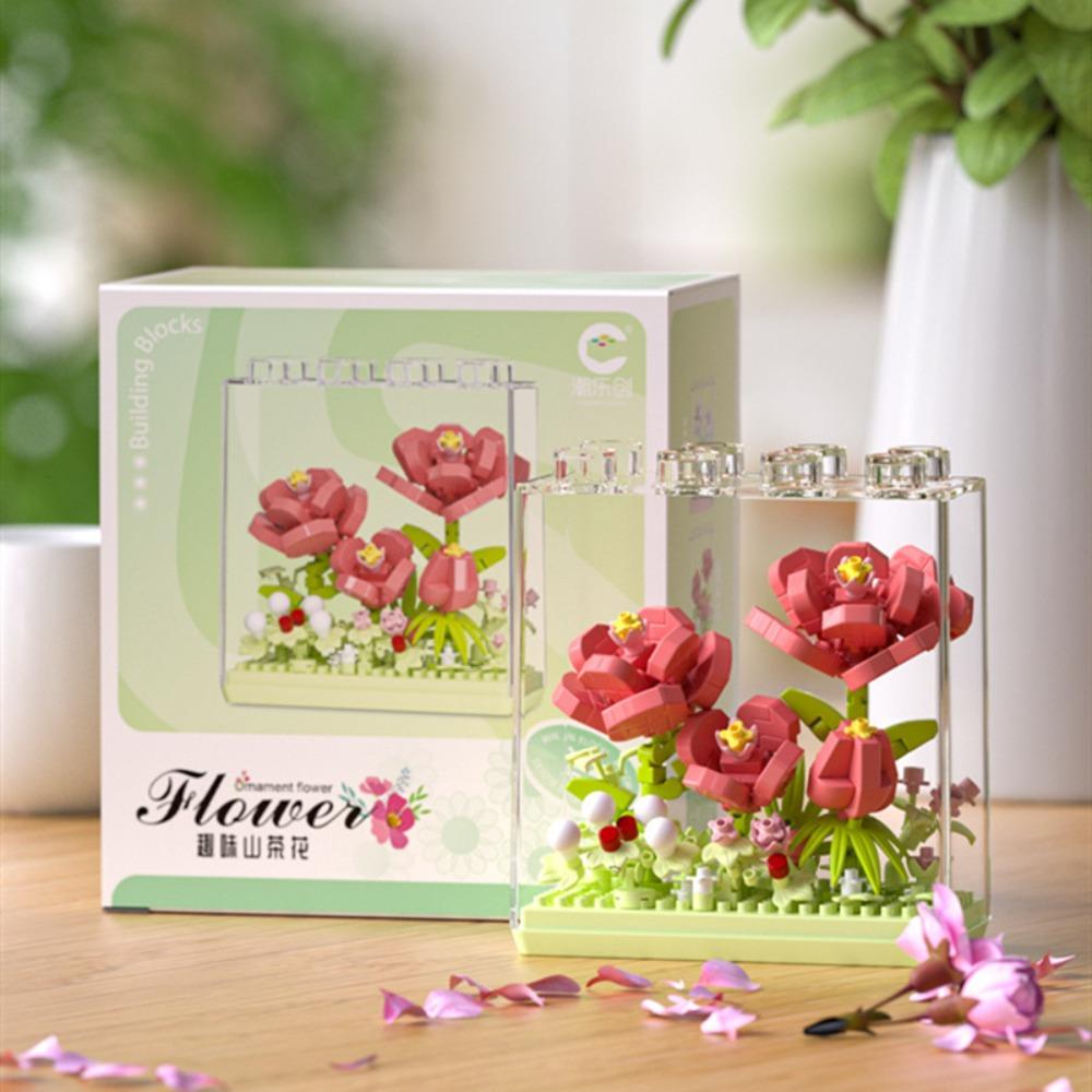 

Цветочный букет Строительные блоки Гвоздика/Подсолнух/Гардения/Камелия Сборка Модель Блок Игрушки Camellia