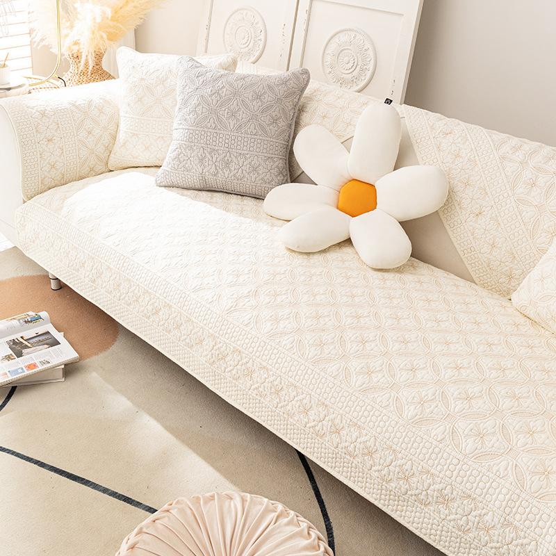 Water-washed Cotton Sofa Cushion All-season All-purpose Cotton Cushion Simple Anti-slip Cover Cover and Towel