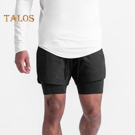 Herren-Shorts, einfarbiges Design, elastischer Bund, Kordelzug, lässige Shorts, doppellagig, schnelltrocknend, atmungsaktiv