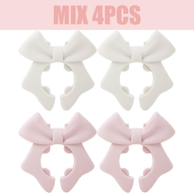 1-4Pcs Silicone Bow Spatula Holder Anti-Scalding Silicone Utensil Holder Bow Shaped Adjustable Spoon Pot Holders Kitchen Gadgets