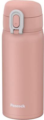 Peacock Thermos Industry Peacock Water Bottle 350ml Cold Insulated One Touch Mug Bottle Thermos Dusty Pink PD (The-peacock) AKT-35