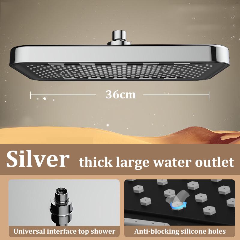 36cm Booster-Oberkopfbrause Großes Duschkopf-Set Quadratisch Dick Anti-Kalk Bad Haushalts-Duschkopf-Set