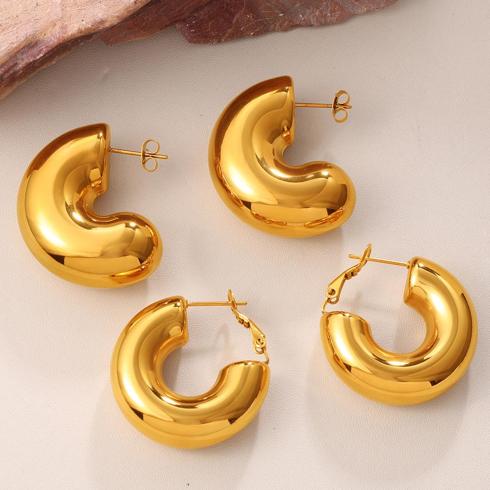 Stylish Geometric Half-Ring Metal Earrings