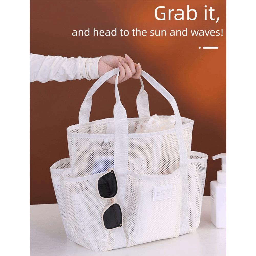 Internal Compartments Large Beach Tote Bag Multi-level Zoning Mesh Shower Bag Travel