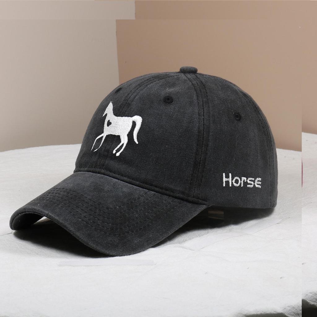 Love Horse Embroidered Cotton Baseball Cap - Casual Outdoor Sun Protection Hat