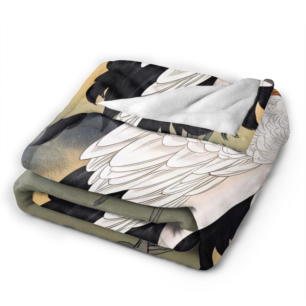 Chinese Style Crane Plush Blankets Girls Boys Flannel Throw Blanket For Couch Chair Sofa Bed Super Warm Quality Bedspread Gift