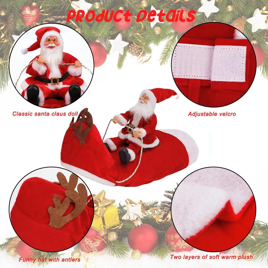 Santa Dog Costume Christmas Pet Clothes Santa Claus Riding Pet Costumes Party Dressing Up Dogs Cats Outfit