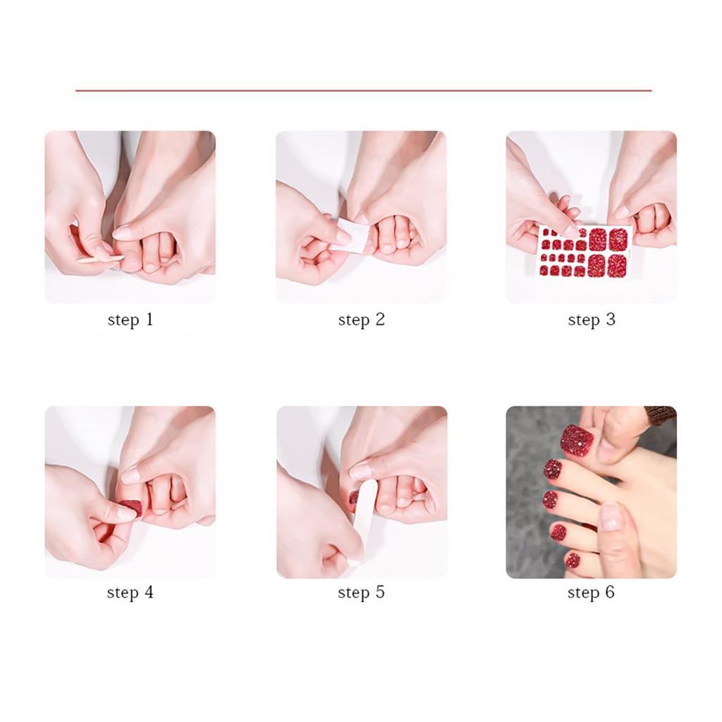 10Pcs Solid Color Toe Nail Stickers for Women Girls Easy Apply Self Adhesive Polish Strips with Nail File Manicure Tools Long Wearing Waterproof Nail