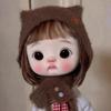 Módní chlupatá čepice s kočičími uši DIY ručně pletená vlněná čepice šála pro panenky 1/4 1/6 BJD 30/45cm