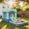 Inflatable Bounce House Play Center with Blower Slide Trampoline Splash Pool/Ball Pit Water Gun 364x173x182 Cm Blue