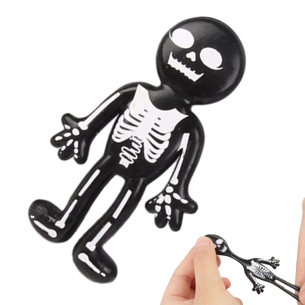 Black Fidget Toys Halloween Stretchy Toy Mini Fidget Skeleton Stress Relief Squeeze Toys Safe Halloween Party Favor Decoration