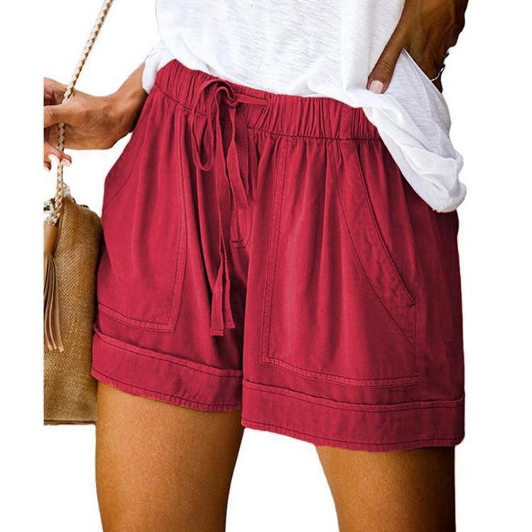 Plus Size Women Casual Loose Shorts Pants Elastic Waist Drawstring with Pockets