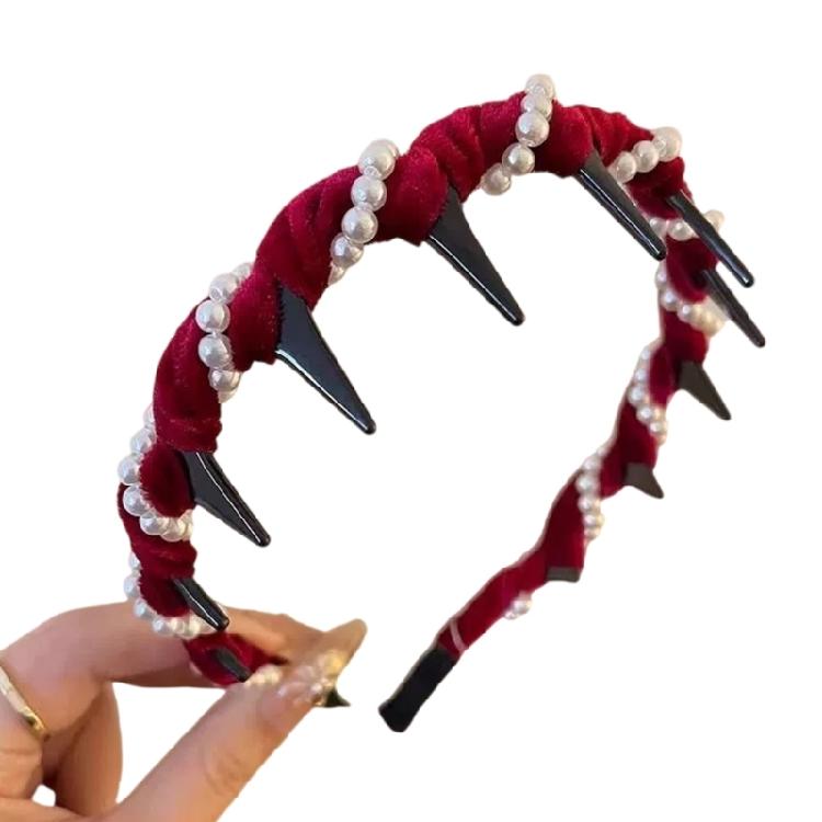 Artificial Crystals Decorated Velvets Headbands Glittering Waving Design Comfortable Hair Accessory For Women Girls