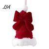 Window Display Hanging Charms Plush Santa Hat Christmas Tree Ornament with Bow Decor, Xmas Pendant Indoor Party Supplies Lanyard for Holiday
