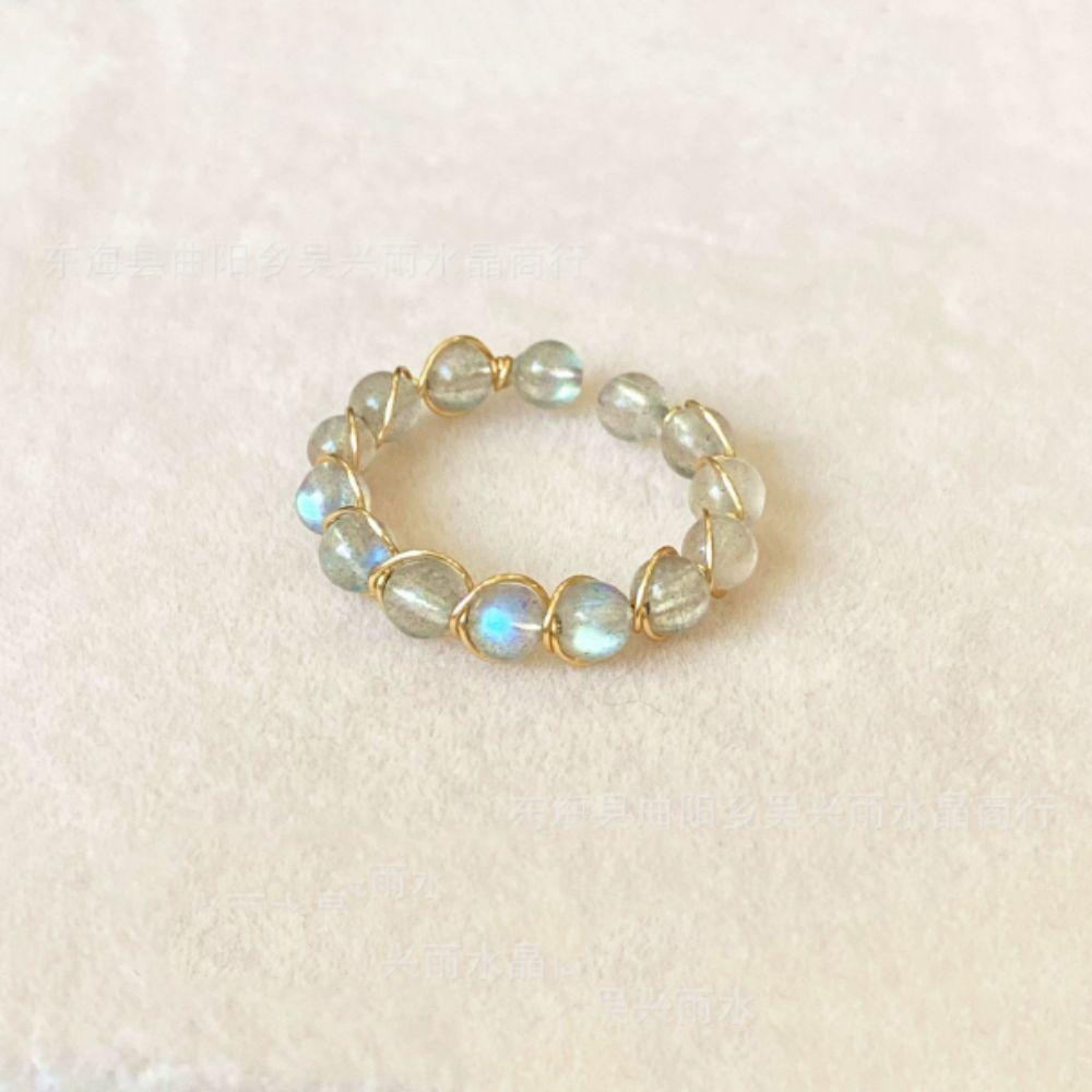 3PCS Finger Jewelry Colorful Beads Ring Adjustable Opening Ring Trendy Round Bead Ring  Women