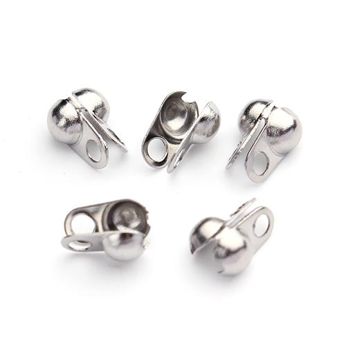 50 STUKS Roestvrij Staal Calotte Eindkrimpers Kralen voor Sieraden Maken Fitting Roestvrij Staal Bal Ketting Eindsluiting DIY Armband