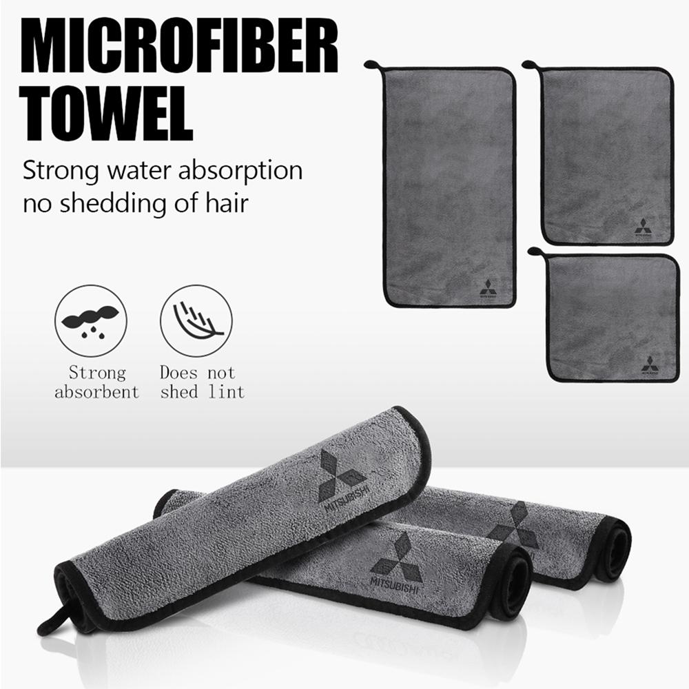 Car Logo Badge Microfiber Wash Towel Cotton Soft Cleaning Rag Drying Cloth For Mitsubishi Asx Lancer L200 Pajero Sport Attrage