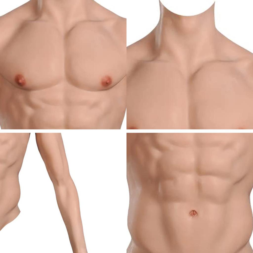 Fake Chest Muscles Muscle Suit Silicone Chest Muscles with Arms Demon Kimetsu no Yaiba Cosplay Fake Triceps Silicone Suit S Zipper [EQAIWUJIE] Slayer