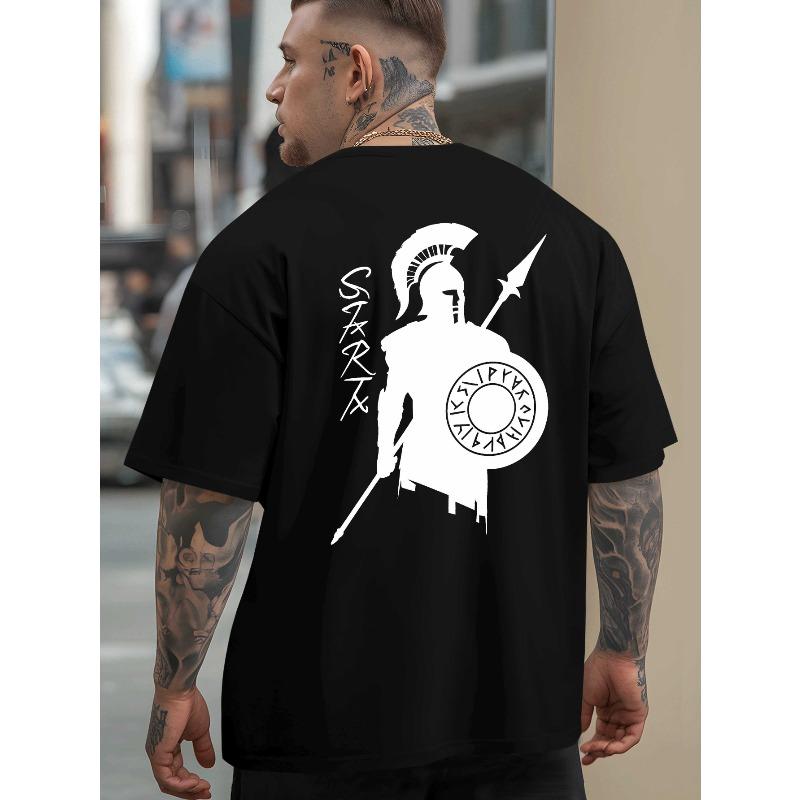 Europäische Größe Sommer Outdoor Sport T-Shirts für Spartaner-Krieger, Mit Trendigen Prints für Herren, Erhältlich in Großen Größen mit Kurzen Ärmeln
