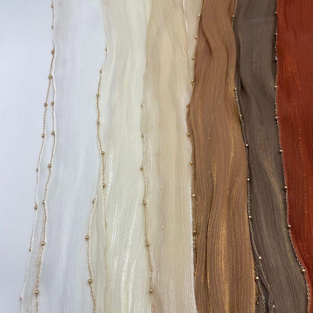 Long Wraps Shawl Beads Ethnic Style Scarf Luxury Malaysia Headscarf Daily