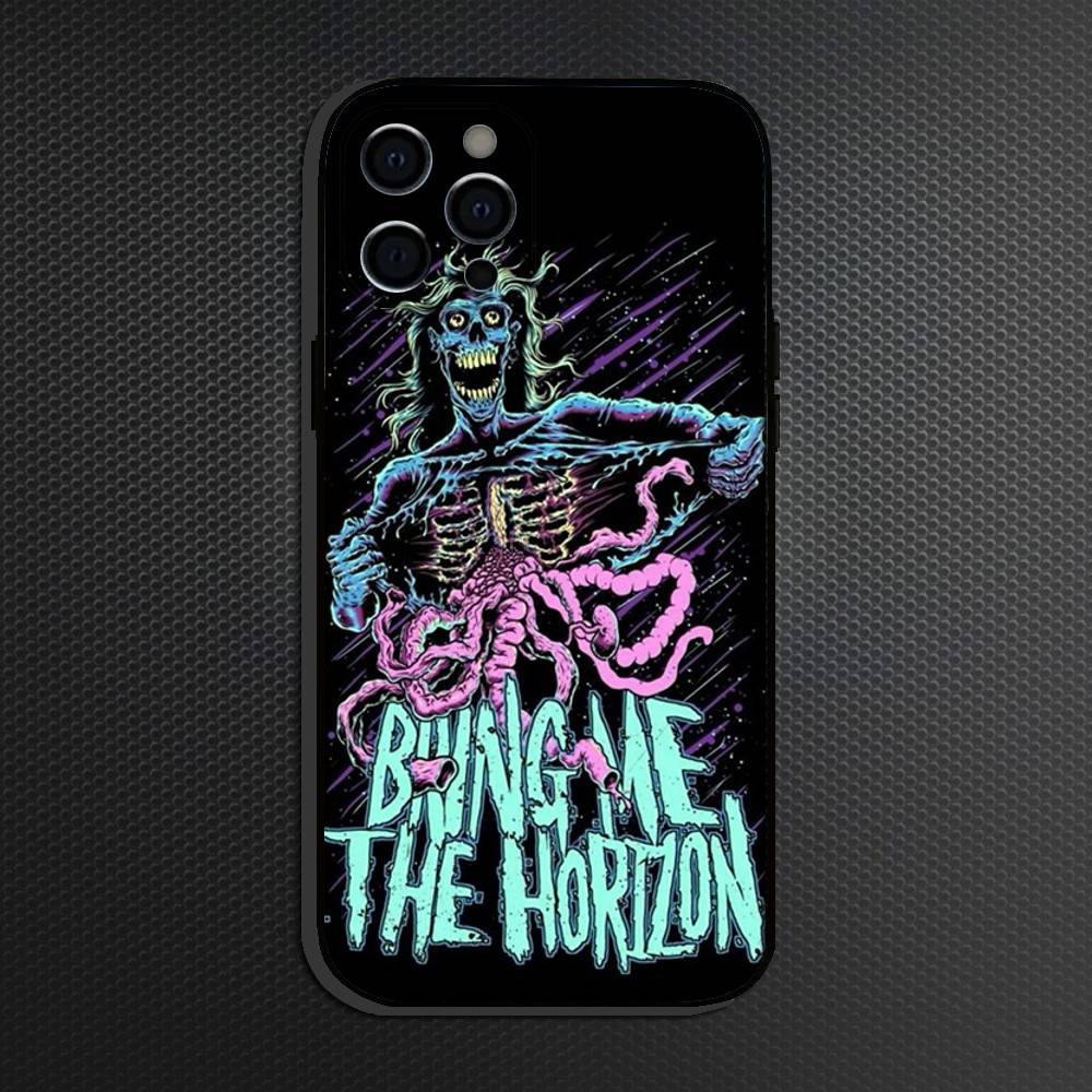 Bring Me The H-Horizons BMTH Phone Case For iPhone 16,15,14,13,12,11 Plus,Pro Max, Soft Silicone Black Cover