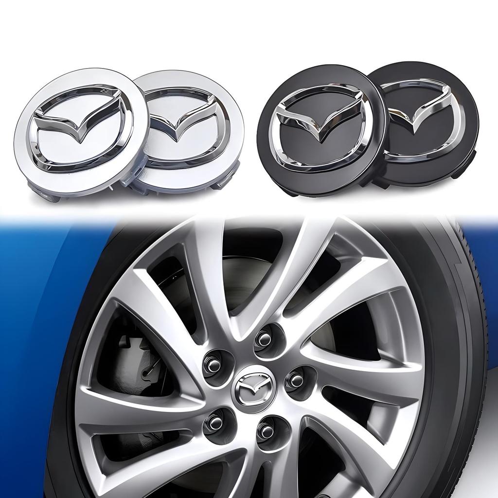 4 Stück 56mm Radnabenabdeckungen für Mazda 3 5 6 323 626 RX-8 MX-5 Atenza Axela CX-4 Fahrzeugkappe Aufkleber Abzeichen Abdeckungen