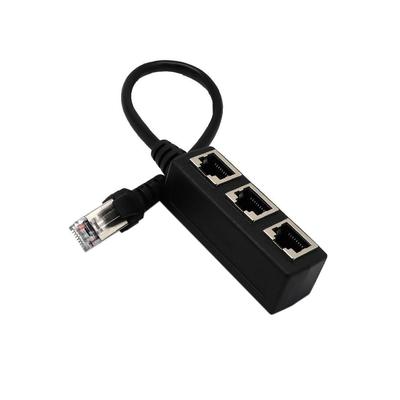RJ45 Ethernet Cable Splitter: 1 Male To 3 Female Extension Adapter