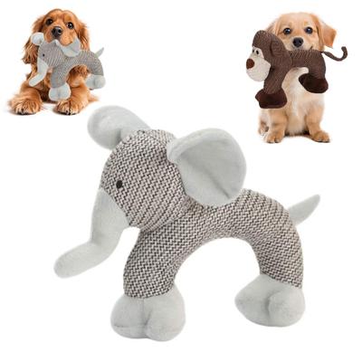 Brinquedo de Morder Cachorro de Pelúcia Com Apito Animais de Pelúcia de Linho Brinquedo Interativo para Dentição de Filhotes para Cães Pequenos e Médios Limpeza dos Dentes