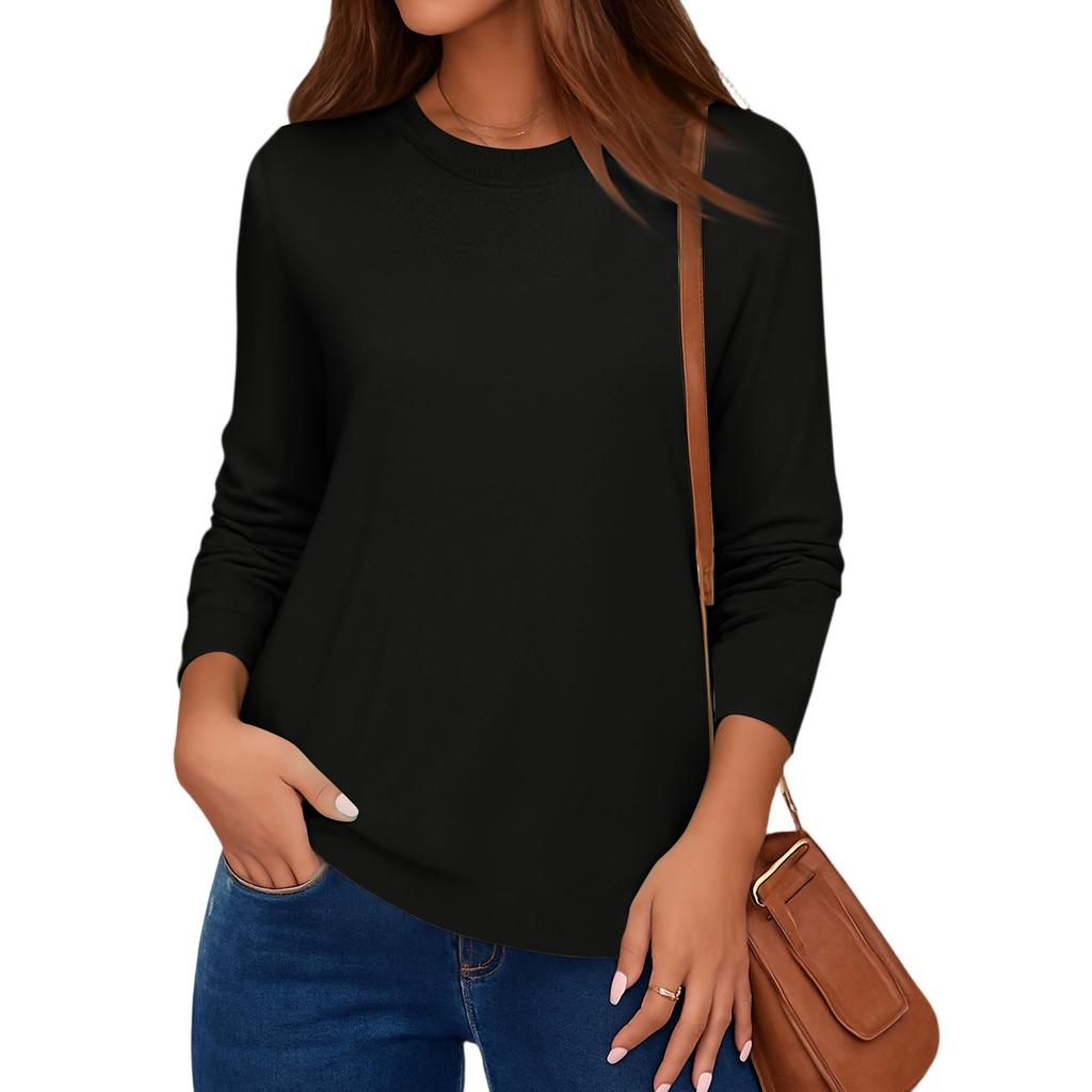 Women Top Long Sleeve T-Shirts Blouses O Neck Fit Top Spring Fashion Tunic Basic Tops