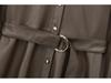 Women's 2025 Faux Leather Long-Sleeve Belted Shirt Dress – Winter Collection