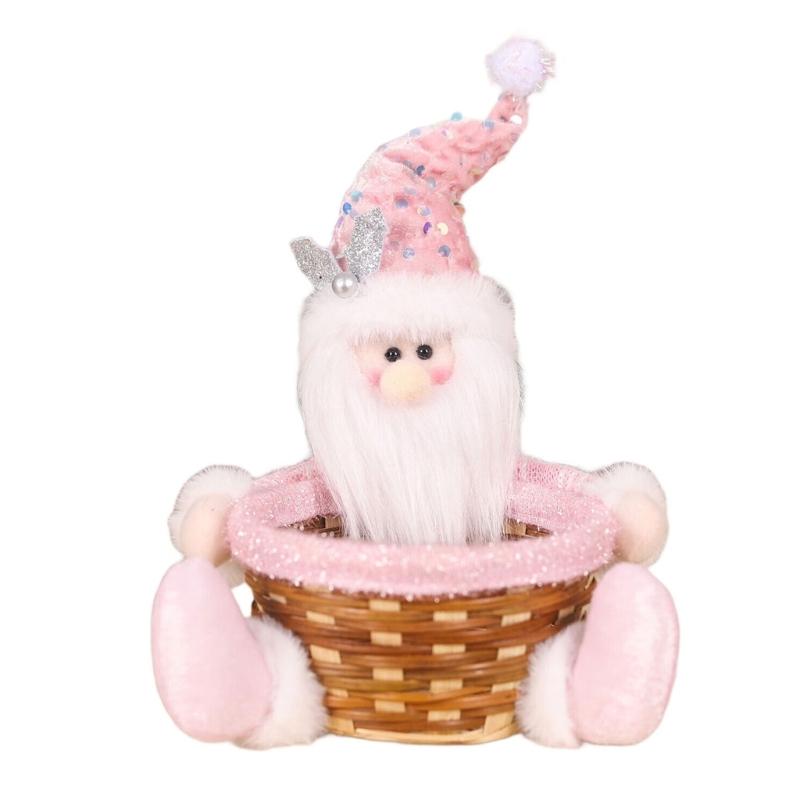 

Bamboos Crafted Christmas Baskets Christmas Character Round Baskets Bamboos Candy Display Holders for Holiday Party