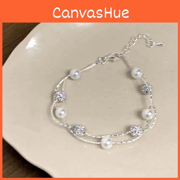 High-end Plated Titanium Steel Geometric Pearl Bracelet Fresh And Sweet Style For Women