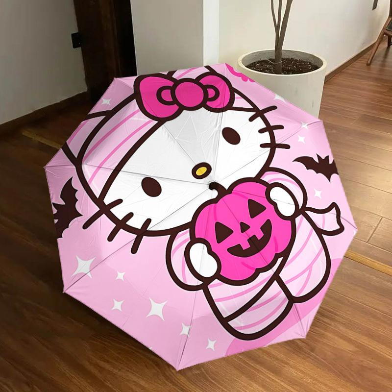 1pc Hello Kitty Halloween Automatic Open/Close Umbrella, Lightweight Design for Everyone,Durable Canopy yy251014002