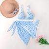 European & American Floral Bikini Set with Tie-Up Skirt - Women's Candy Color Print, 3-Piece Swimsuit