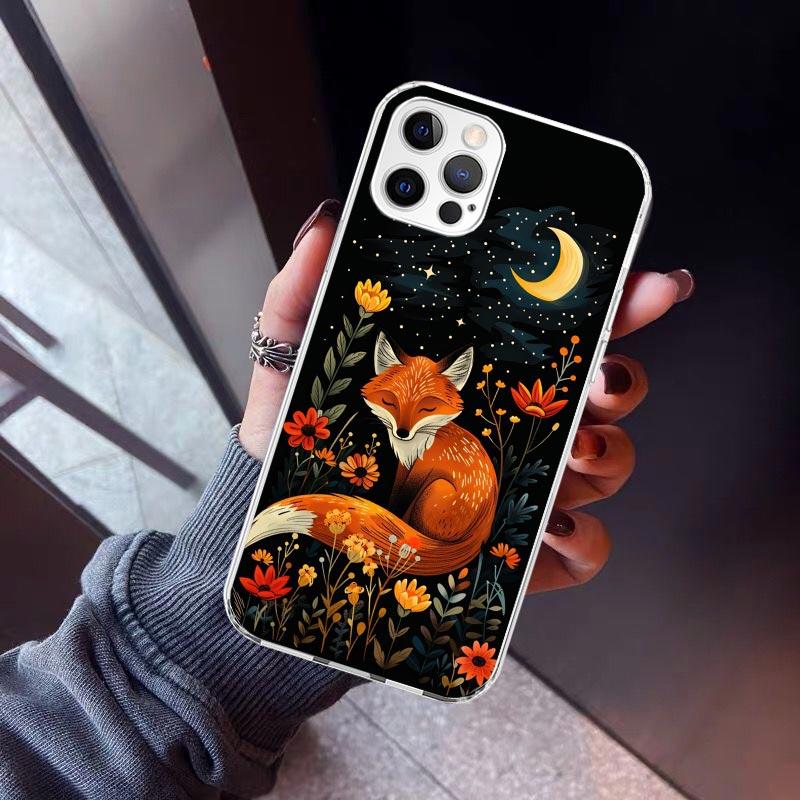Animal Fox Phone Case For iPhone 17 Air 11 13 Mini 14 15 Plus 16 12 Pro Max 16E SE 7 8 Pattern Soft TPU Back Cover 13 12 Mini 1