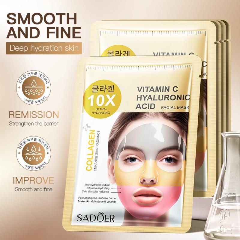 3 Stück Kollagen Vitamin C Hyaluronsäure Dreifarbig 30ml Maske Hautpflegeprodukte