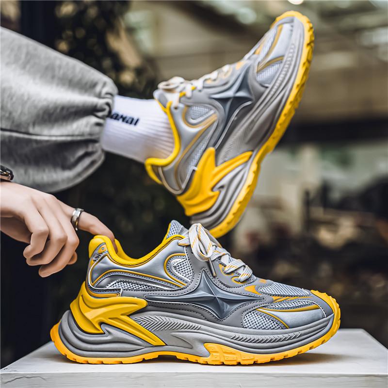 Men's thick-soled slow running shoes non-slip outdoor hiking men's shoes breathable retro casual sports trend dad shoes men